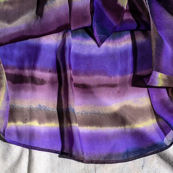 Chicos semi sheer sz 0 (Women's 6-8) dark pastels with front knot blouse! - Picture 6 of 9